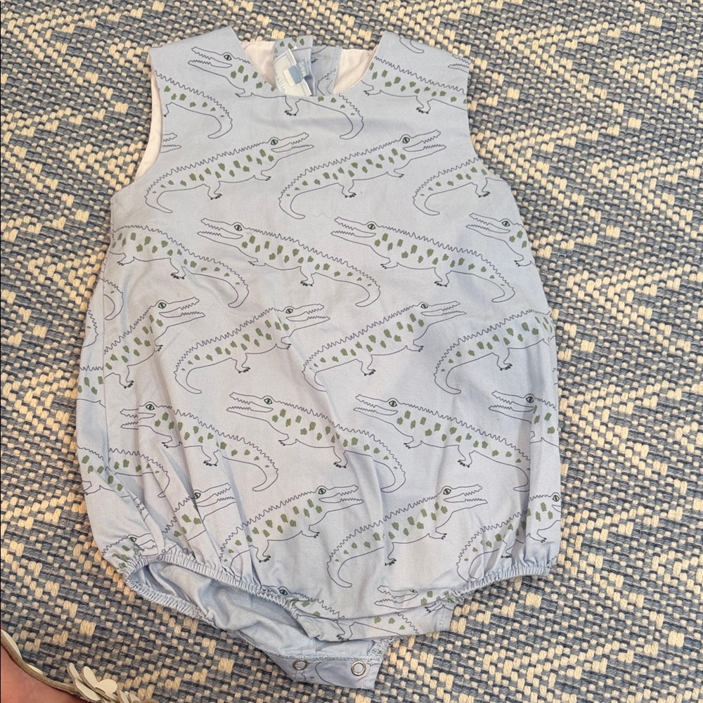 Little English Alligator Print Bubble - Light Blue